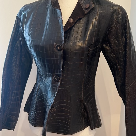 REAL CROC LEATHER JACKET CUSTOM MADE Size Small - Picture 6 of 17